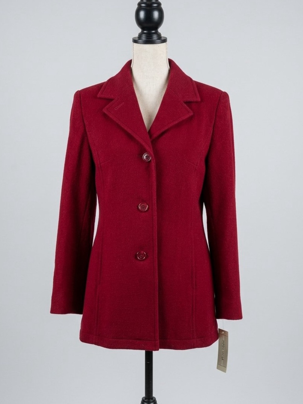 NWT Vintage 90's Jones Wear Wool Coat Burgundy Red Size 10